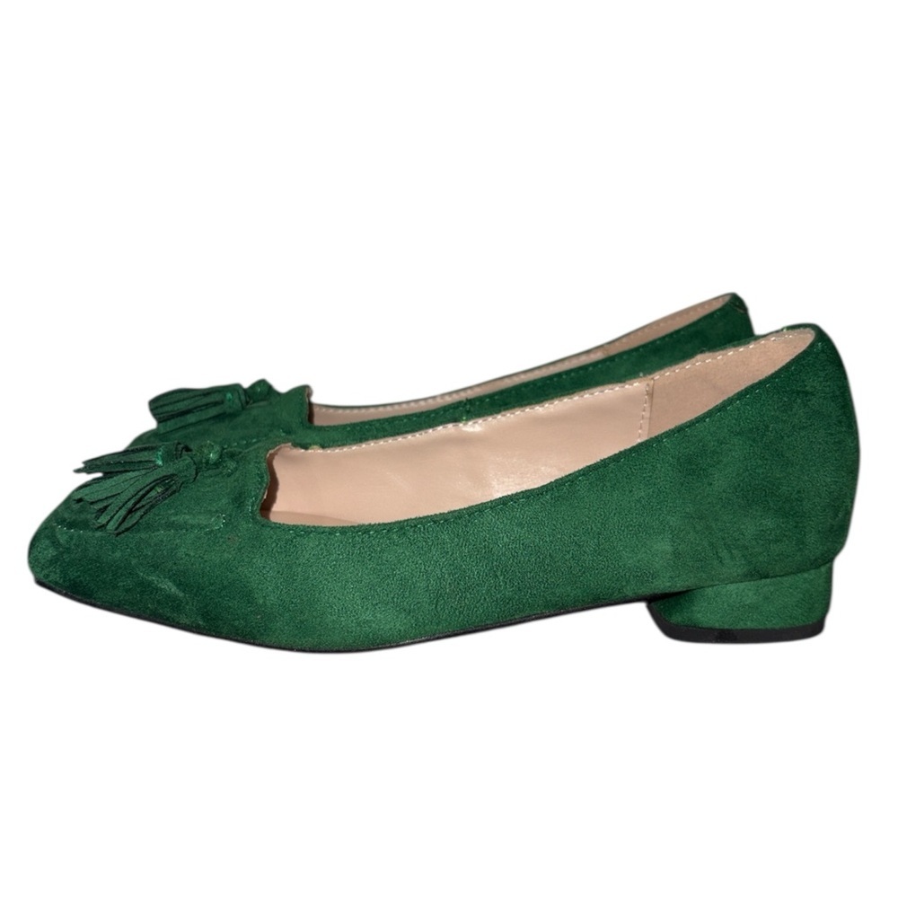 YDN Green Tassel Fringed Square Toe Loafer Pumps Low Block Heel Women’s Size 6 - Picture 4 of 9
